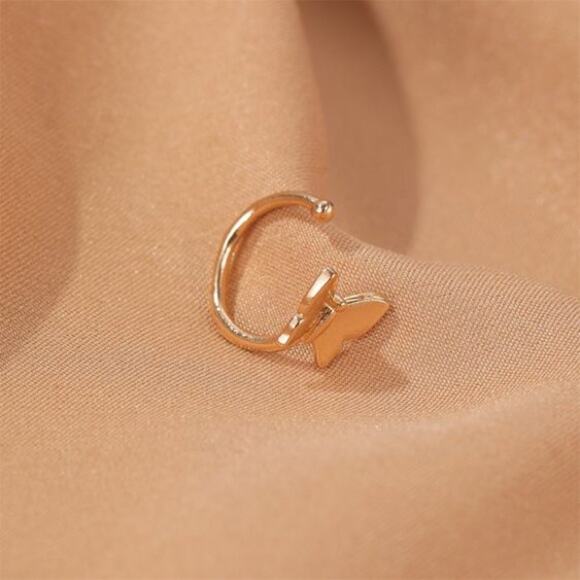 Butterfly Ear Clip Cartilage Earrings, Silver - Picture 2 of 9